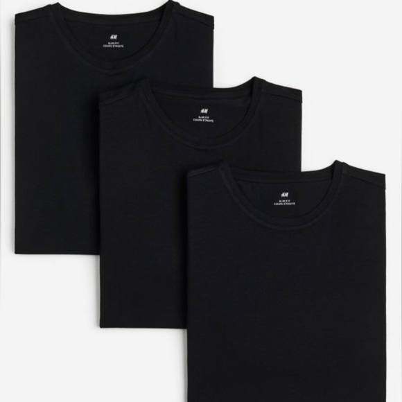 H&M Other - 3 PACK of slim fit black H&M tee shirts!